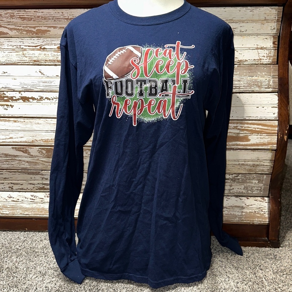 NWOT just Pressed Fruit of the Loom Navy Cotton Football Shirt